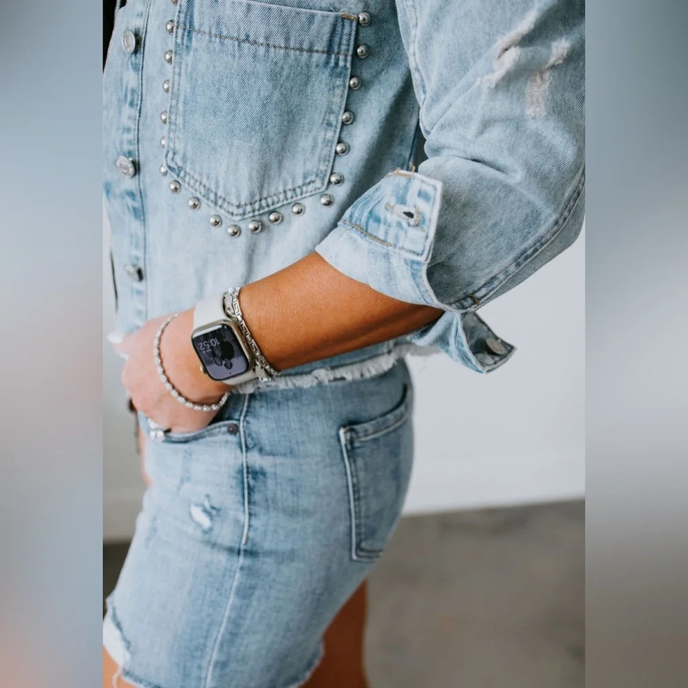 Vervet Studded Denim Jean Jacket Small - Picture 3 of 14